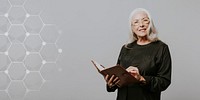 Senior business woman holding a personal notebook