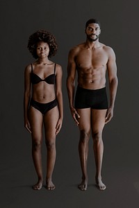 Portrait of shirtless black couple standing 