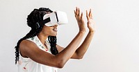 Black woman enjoying a VR headset
