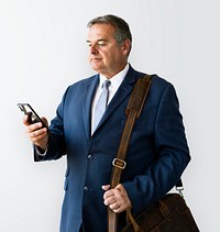 Closeup of a businessman using his phone