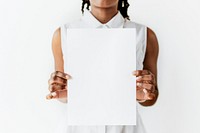 Black woman holding a paper