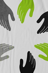 Diverse hands united black and green background