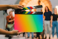 Clapperboard mockup, editable studio production psd