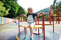 Young boy playing at the playground