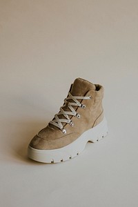 Beige suede high cut sneakers