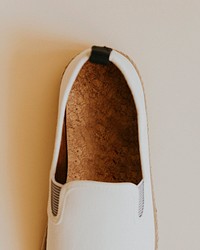 Men's white espadrilles slip-on rubber cork insole mockup