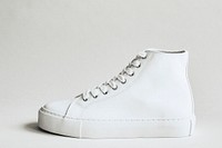 White leather high top sneakers