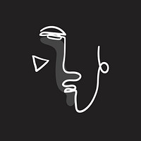 Minimal face line art black and white abstract illustration