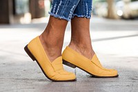 Yellow leather loafers women&rsquo;s shoes fashion