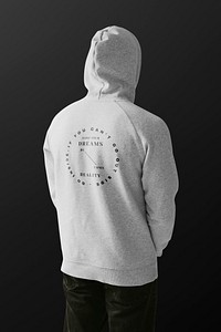 Men’s apparel hoodie rear view