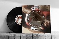 Retro vinyl record cover with motivational quote make your dreams become reality
