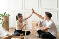 Couple assembling a diy chair from scratch