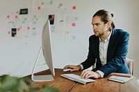 Entrepreneur using a computer at work 