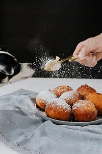 Homemade traditional Spanish buñuelo, fried dough balls