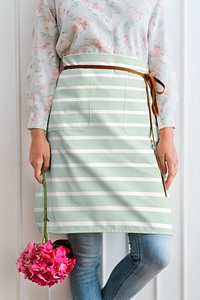 Apron mockup, green pastel stripes psd