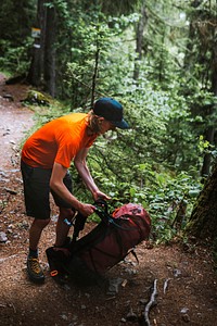 Backpacker hiking in Chamonix Valley