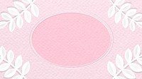 Oval frame on pink botanical patterned background vector