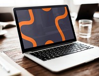 Laptop screen mockup, workspace psd