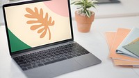 Laptop screen mockup, workspace psd