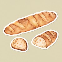 Baguette freshly baked psd illustration sticker