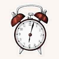 Hand drawn alarm clock icon sticker