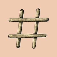 Yellow hashtag vintage cartoon sticker