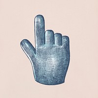 Hand drawn blue hand cursor sticker