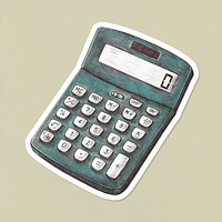 Psd green calculator drawing sticker