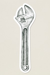 Hand drawn maintenance wrench sticker