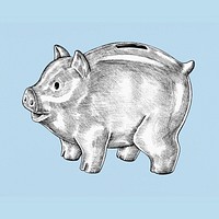 Retro piggy bank vintage sticker