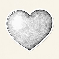 Grayscale heart cartoon icon sticker