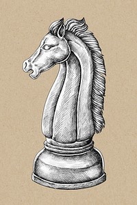 Hand drawn chess knight illustration