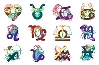 Gradient zodiac signs astrological symbol illustration