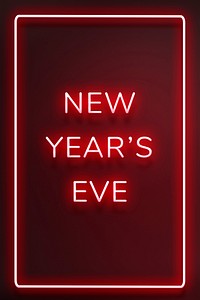 NEW YEAR&#39;S EVE neon word typography on a red background