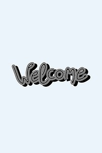 Funky Welcome word design blue background