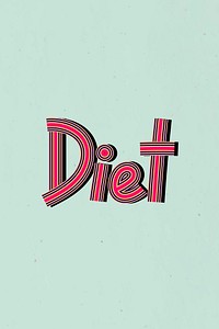 Retro diet health word multi line font typography