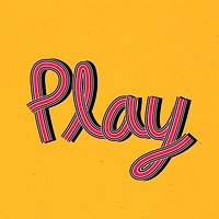 Hand drawn play psd word concentric font typography retro