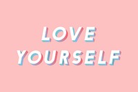 Love yourself lettering vector typography gradient isometric font