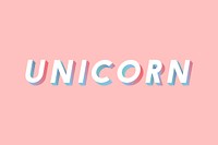 Unicorn word 3d effect gradient shadow typography