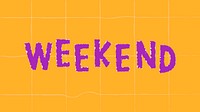 Purple weekend doodle typography on a yellow background vector