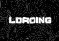 White neon loading word topographic typography on a black background