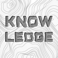 Dark gray knowledge word typography on a white topographic background