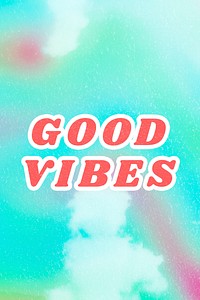 Retro Good Vibes bright blue trendy quote aesthetic