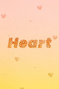 Gold heart glitter word font