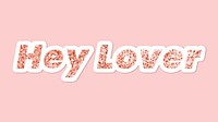 Glittery hey lover typography on pink background