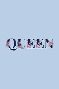 Girly Queen word typography vector lettering font