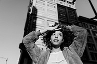 African American woman, black and white photo