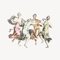 Four dancing women collage element, Johan Teyler's art, remixed by rawpixel vector