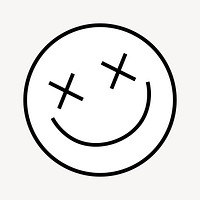 X-eye smile emoji, black & white design element vector