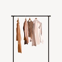 Aesthetic clothing rack collage element vector